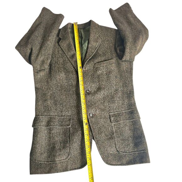 Rare Vintage Brown Herringbone Wool Blazer W/ Classic 2-Button Up Lucas Chicago - Picture 4 of 13